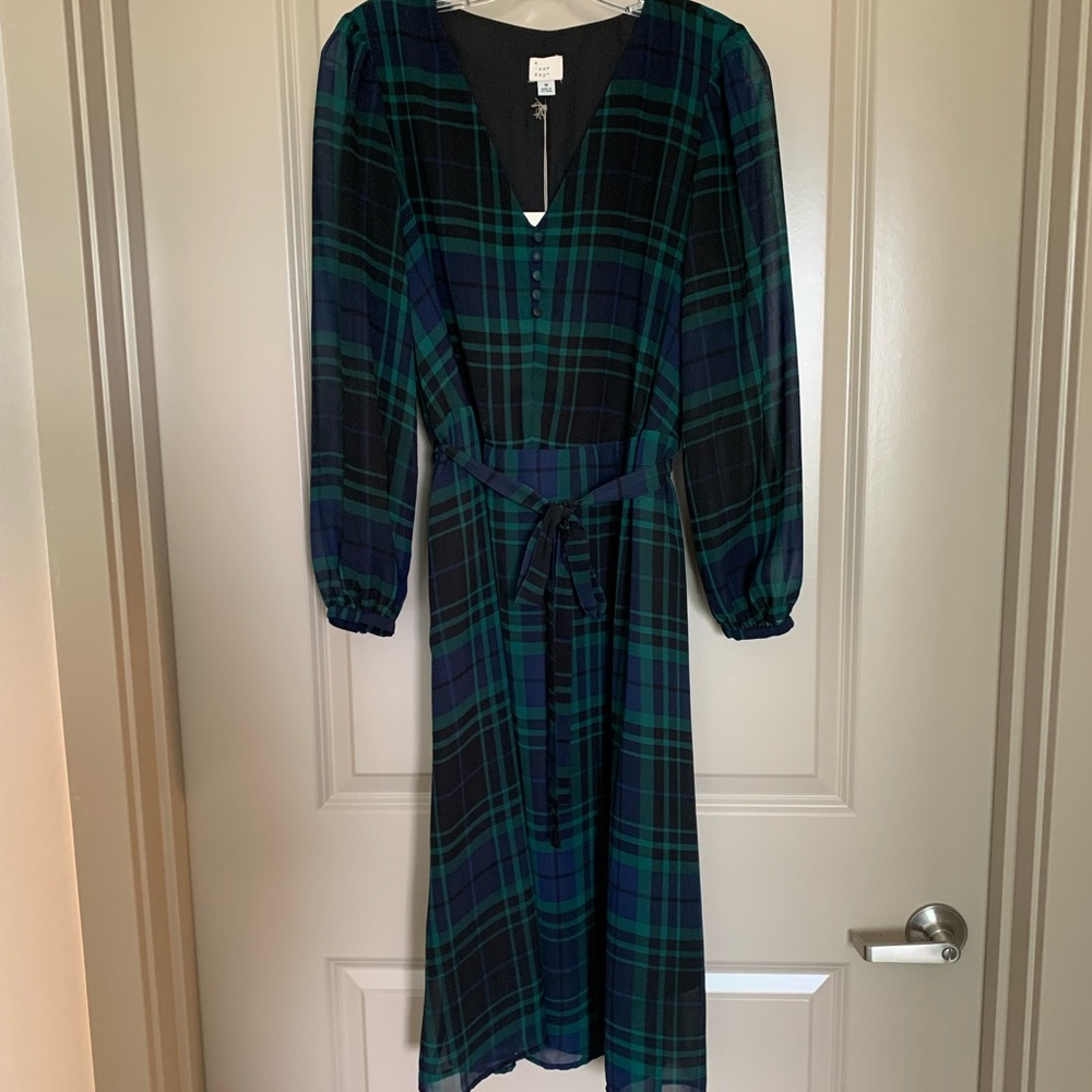 a new day green and blue plaid dress